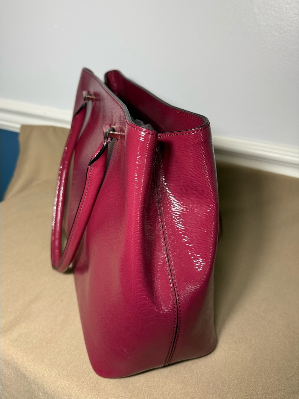 kate spade Hot Pink Patent Tote with Gold Plaque - Picture 5 of 5